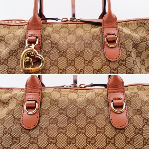 AW05❤️ GUCCI Monogram Heart Bit Charm Top Handle Tote - Picture 5 of 16